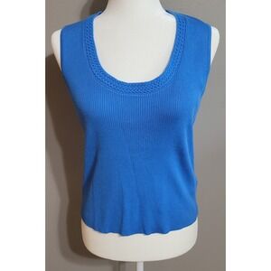H Halston Blue Ribbed Tank